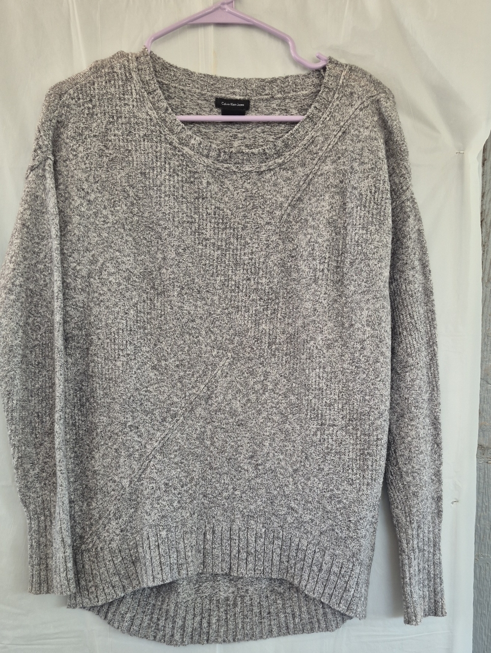 Calvin Klein Jeans Light Gray Marled Crewneck Sweater